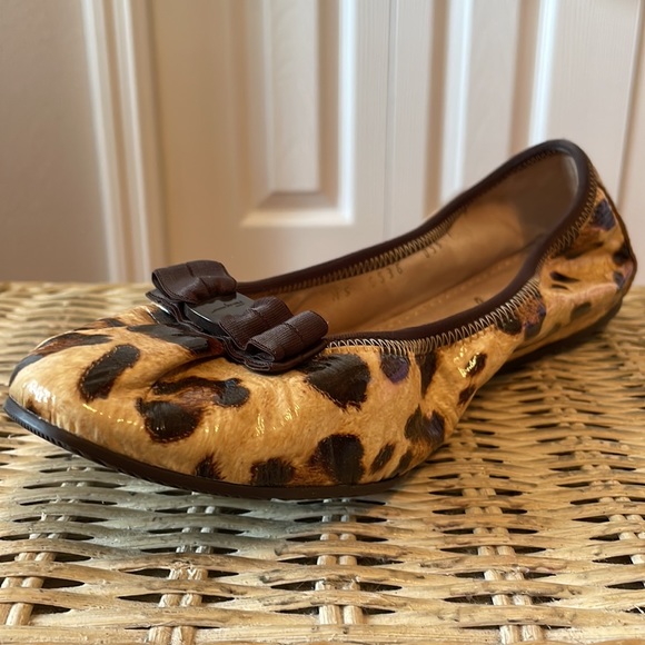 Salvatore Ferragamo My Joy Patent Leather Leopard print ballet flats sz 7 - Picture 5 of 16